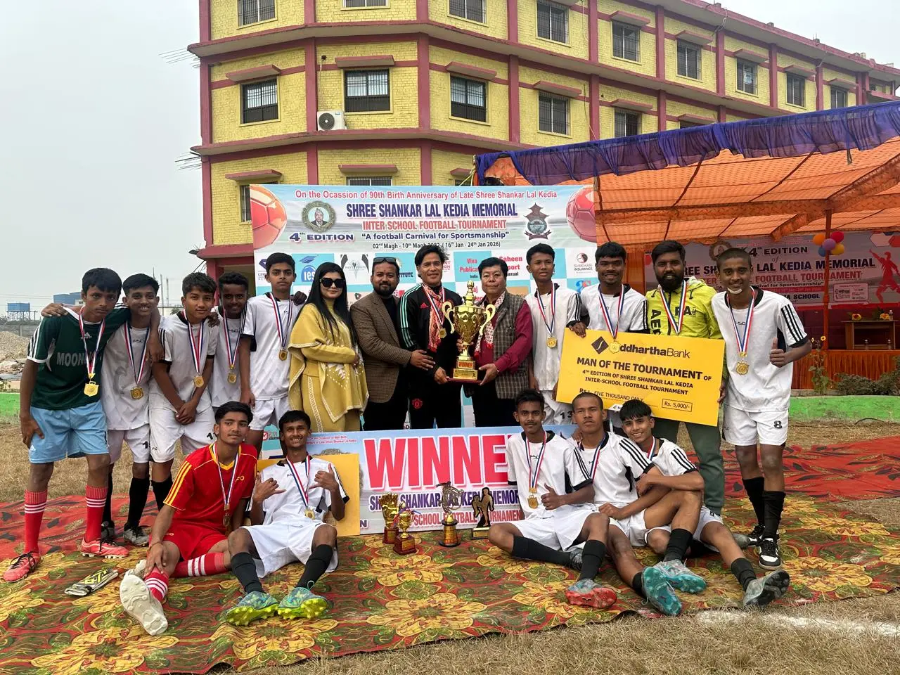 Moonlight School football team celebrating DAV Cup victory